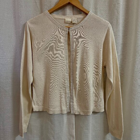 Merona 100% Silk Cream Cardigan Size Large - Picture 2 of 4